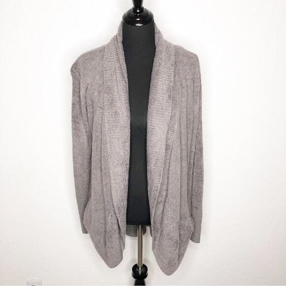 Barefoot Dreams CozyChic Lite taupe open front long cardigan size Medium - Picture 1 of 15